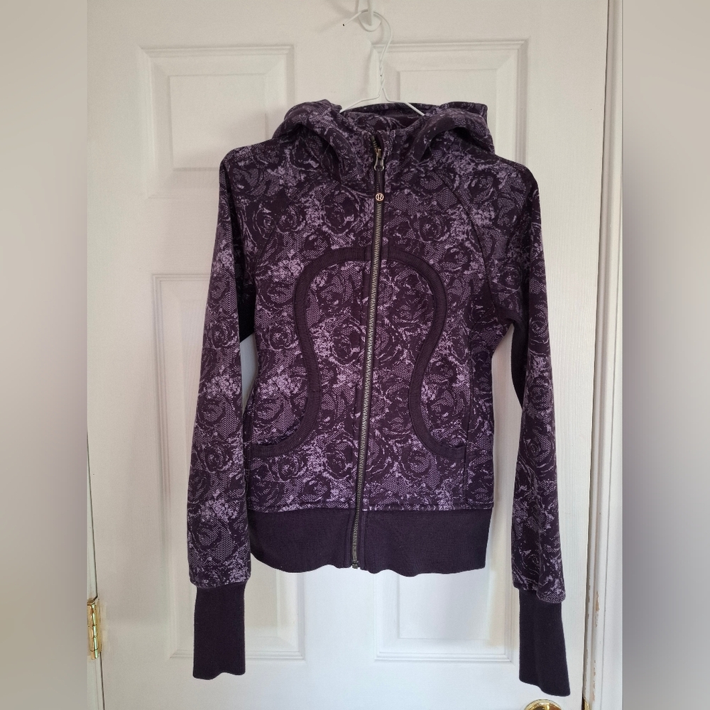 Lululemon Athletica Womens Purple Floral Long Sleeve Full Zip Hoodie Size 4 - Picture 3 of 8